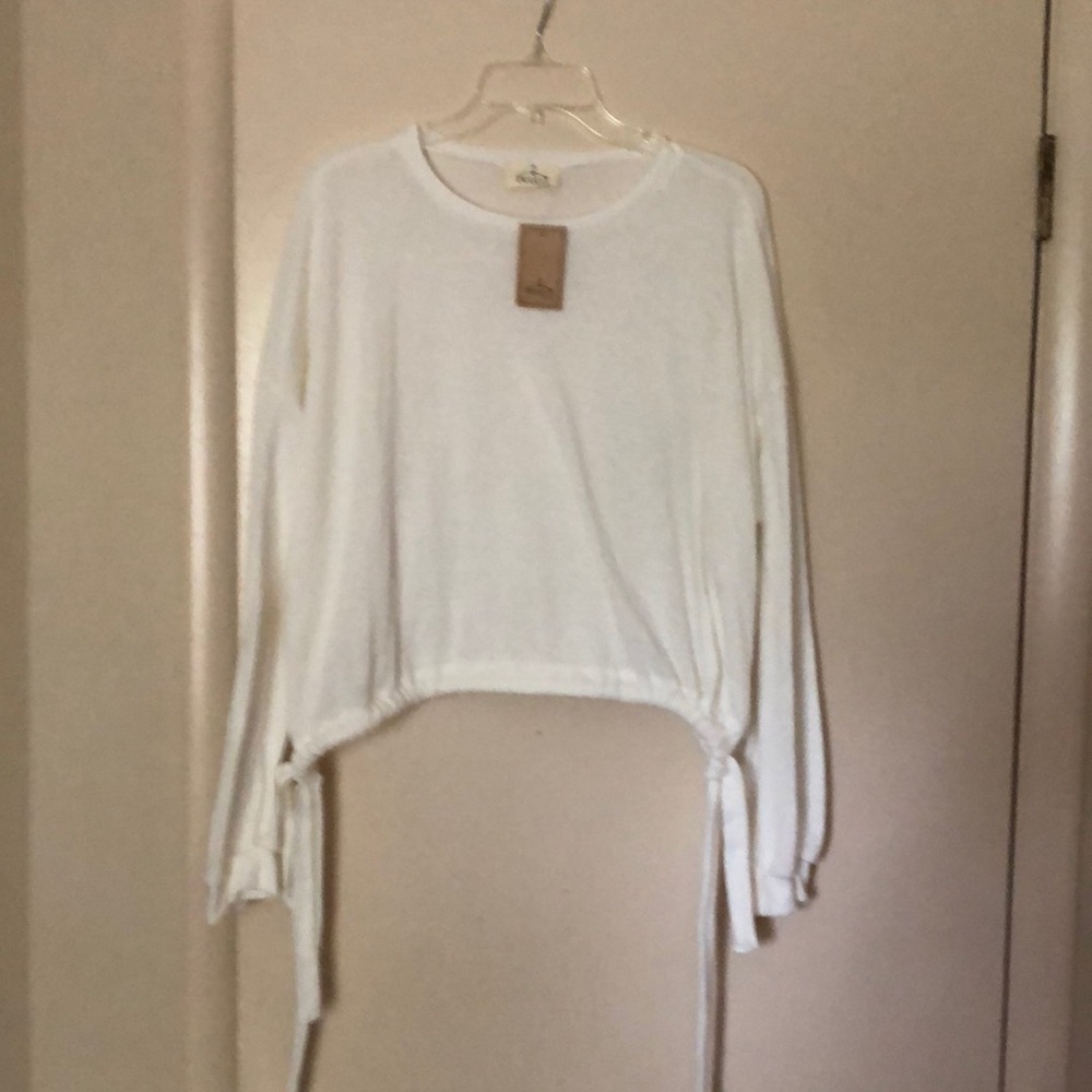 White Drawstring Waist Blouse